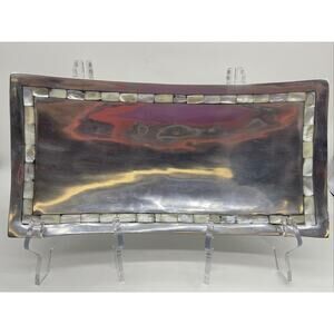 Towle Silversmiths Mother of Pearl Inlay Long Curved Platter/dish